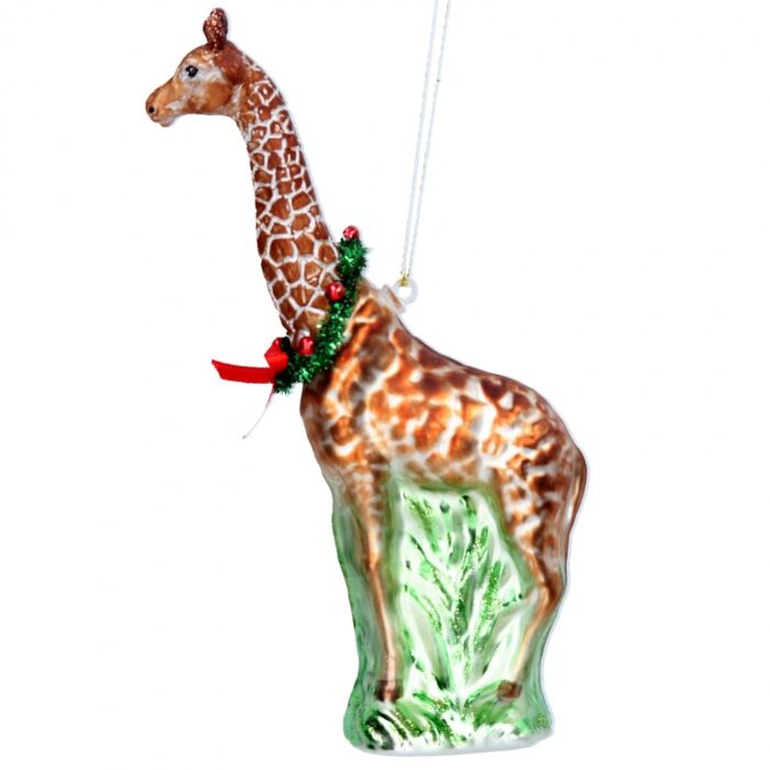 Gisela Graham Painted Glass Giraffe Christmas Decoration